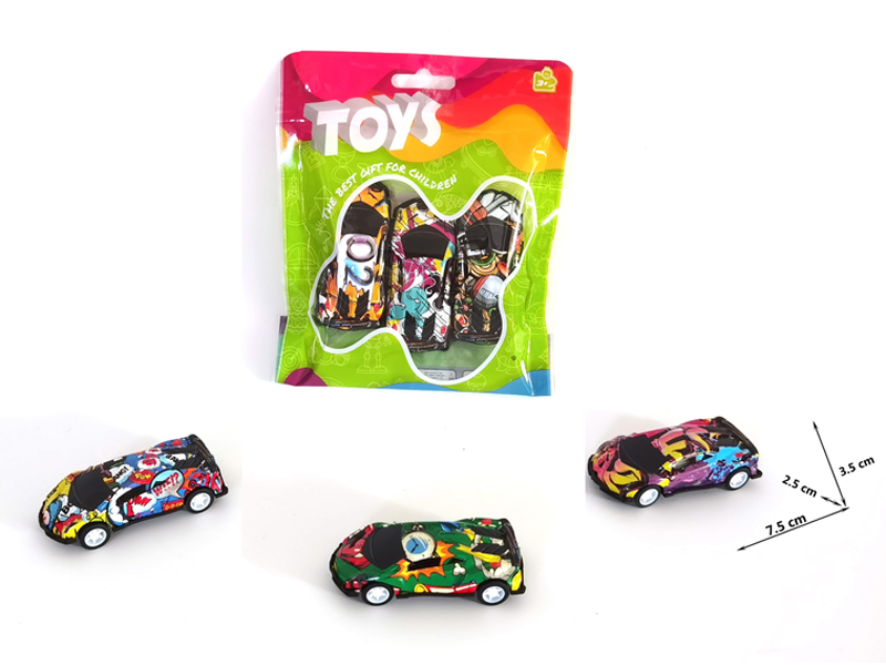 Simulated Pull Back Alloy Iron Sheet Graffiti Car