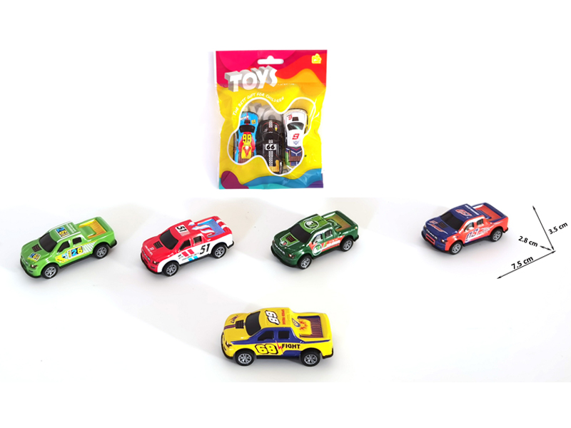 Simulated Pull Back Alloy Iron Pickup Off-Road Racing Car