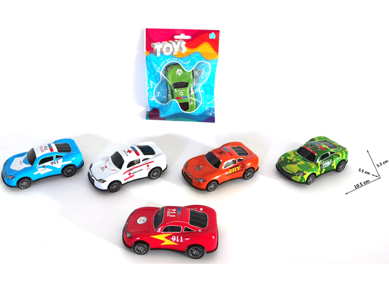 Simulated Pull Back Alloy Iron Sheet Police Car