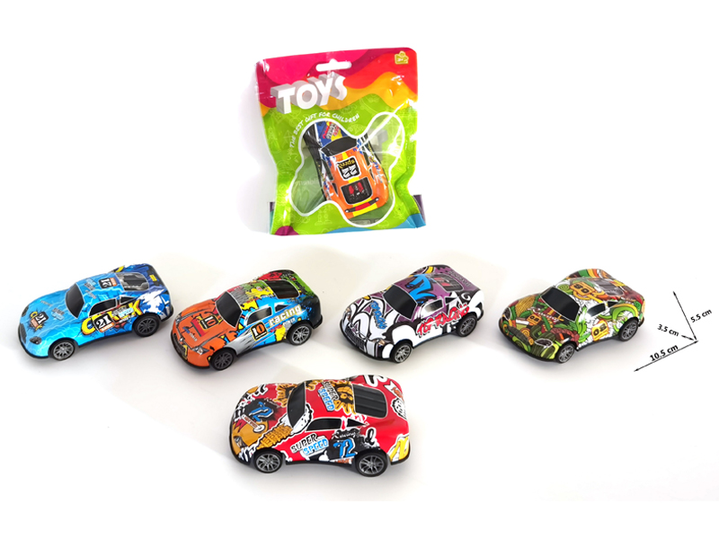 Simulated Pull Back Alloy Iron Sheet Graffiti Racing Car