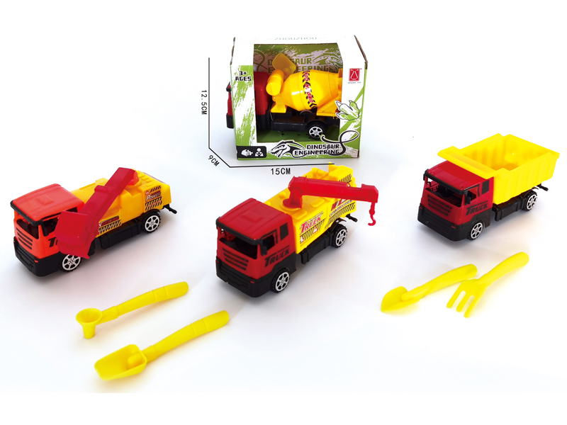 Pull Back Engineering Vehicle Equipped With Two Shovels