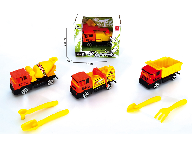Pull Back Engineering Vehicle Equipped With Two Shovels