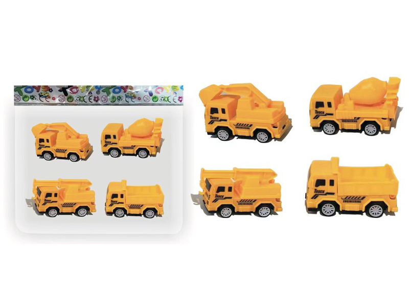 4PCS Pull Back Engineering Vehicle