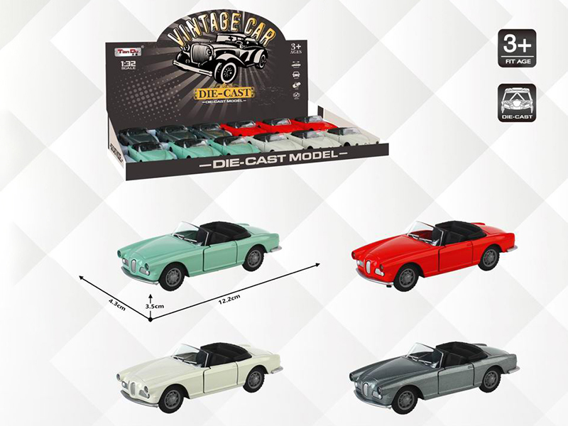 1:32 Pull Back Alloy Two-Door BMW Convertible Vintage Car (12PCS/ Box)