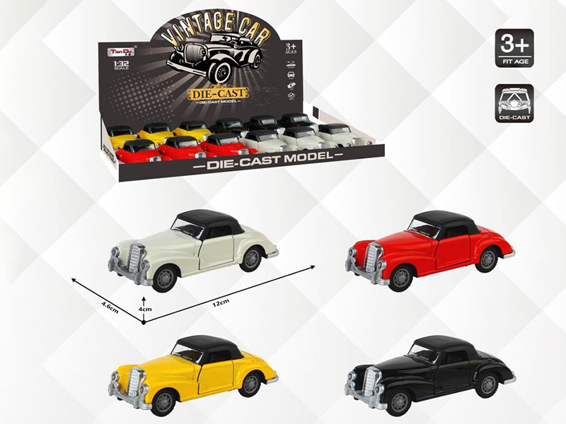 1:32 Pull Back Alloy Two-Door Benz Vintage Car (12PCS/ Box)