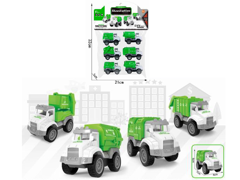 Simulation Model Pull Back Sanitation Truck Set