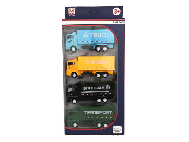 4PCS Pull Back Container Car