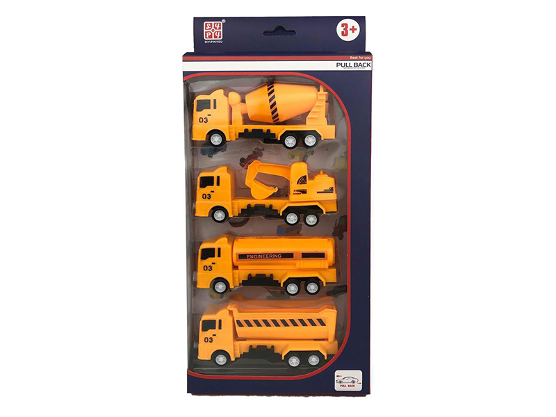 4PCS Pull Back Engineering Truck
