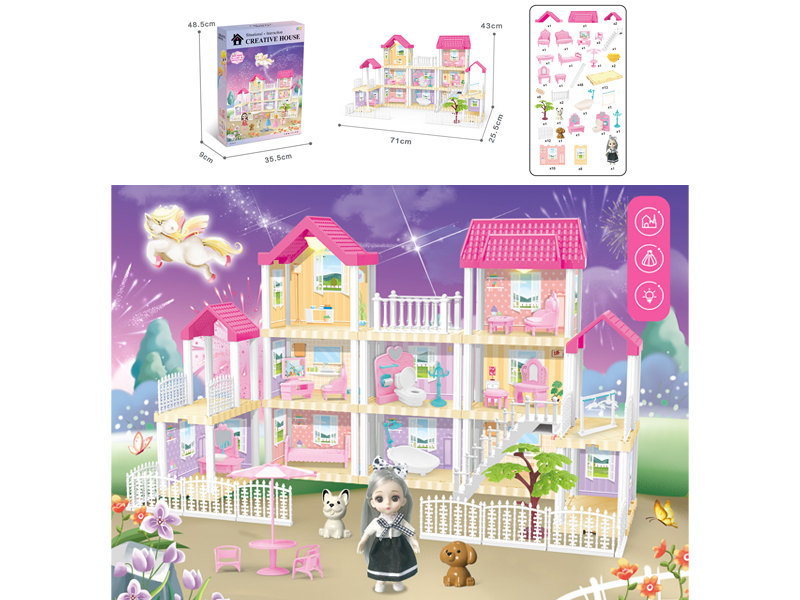 DIY Villa Toy With 6 Inch Doll Dual Light