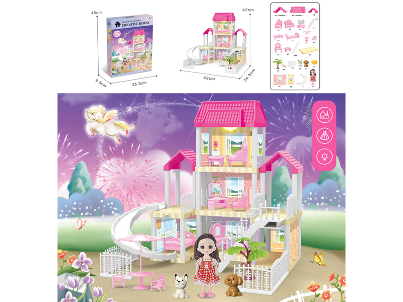 DIY Villa Toy With 6 Inch Doll Light