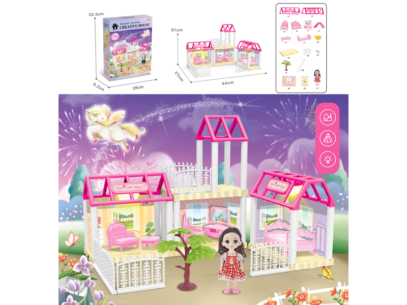 DIY Villa Toy With 6 Inch Doll Dual Light
