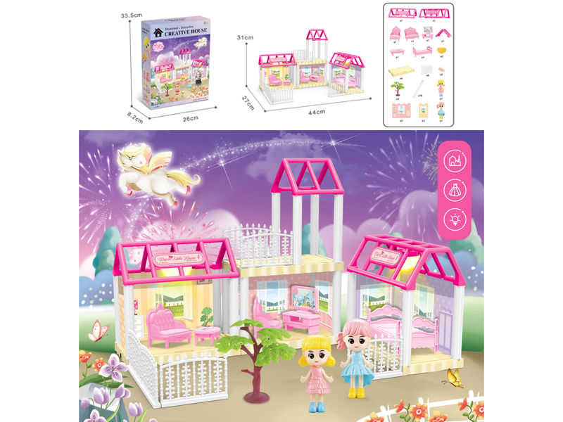 DIY Villa Toy With Doll Dual Light