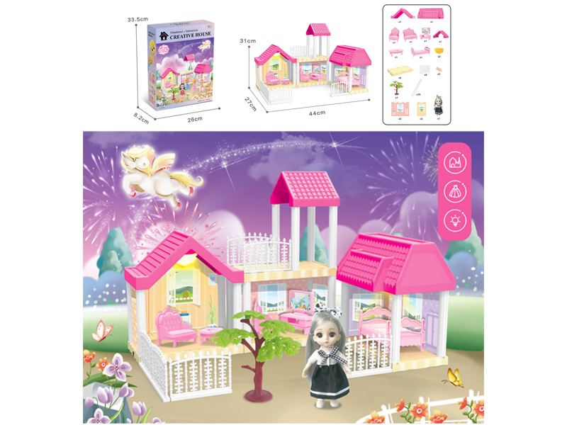 DIY Villa Toy With 6 Inch Doll Dual Light
