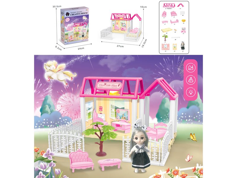 DIY Villa Toy With 6 Inch Doll Light
