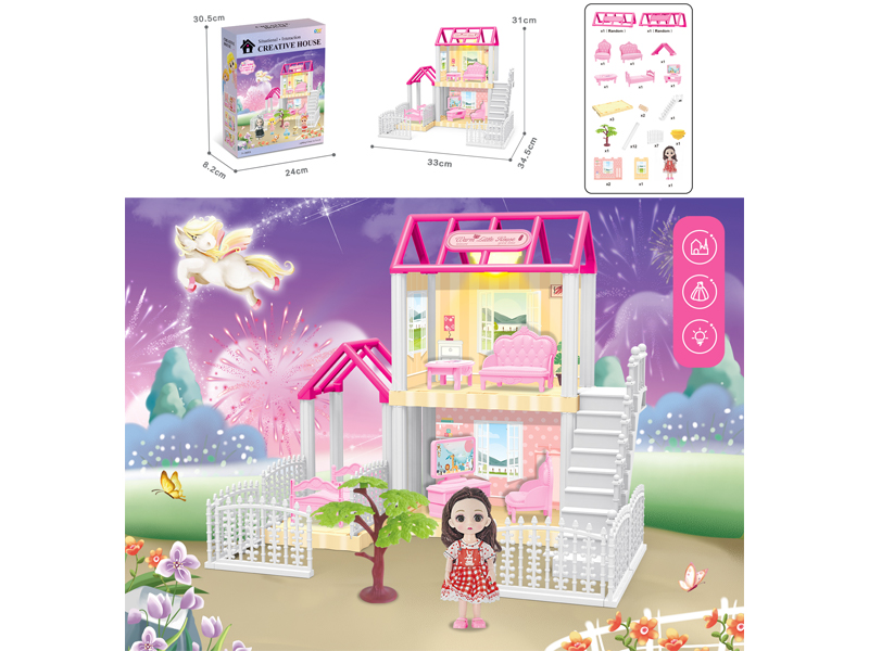 DIY Villa Toy With 6 Inch Doll Light