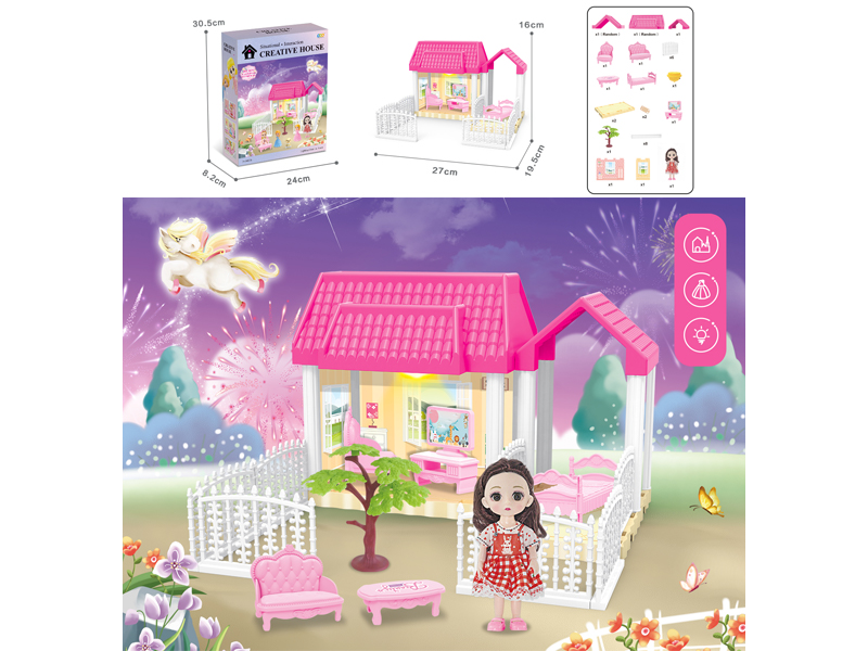 DIY Villa Toy With 6 Inch Doll Light
