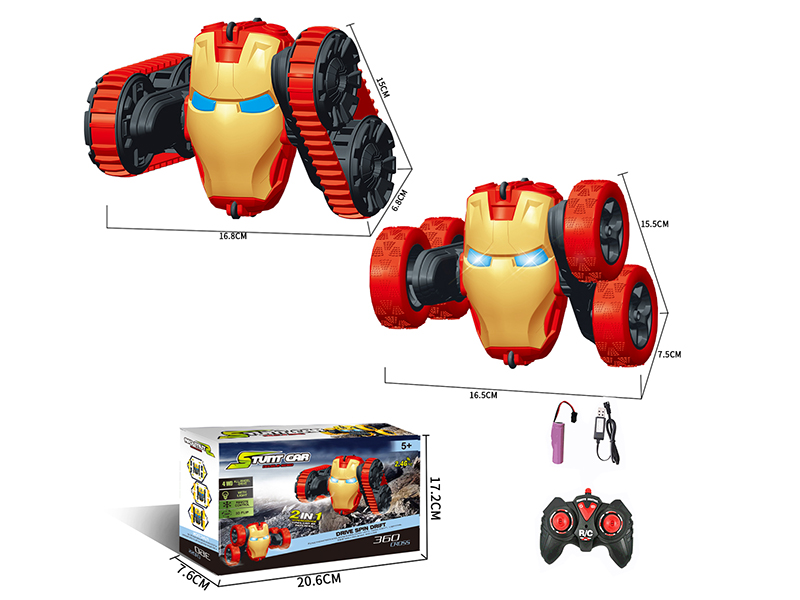 Remote Control Transformers 2 In 1 Stunt Car (With Lights,No Music)Red