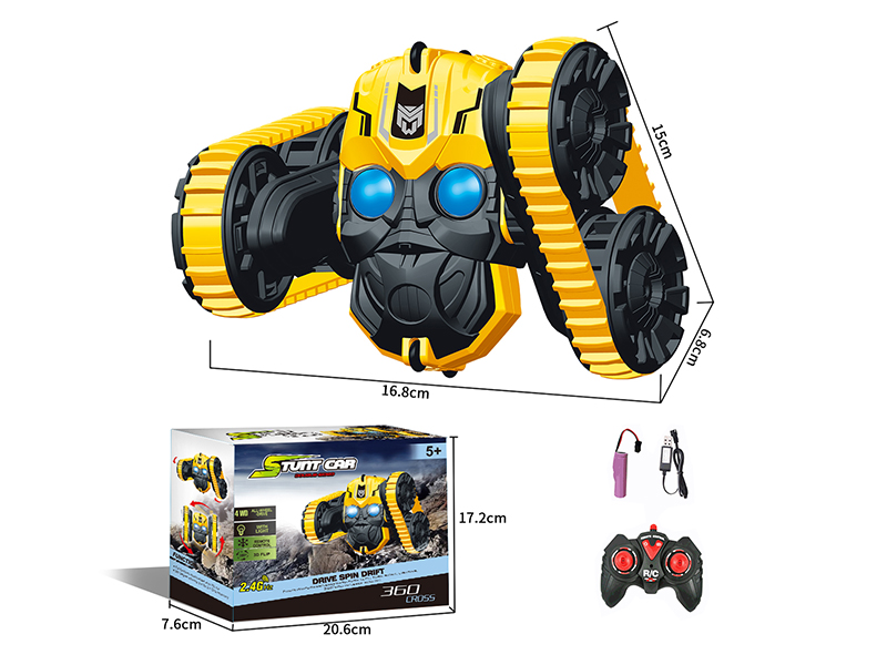Remote Control Transformers Apron Wheel Stunt Car (With Lights,No Music)Yellow