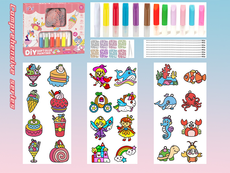 Soft Adhesive Painting(Princess+Dessert+Ocean)