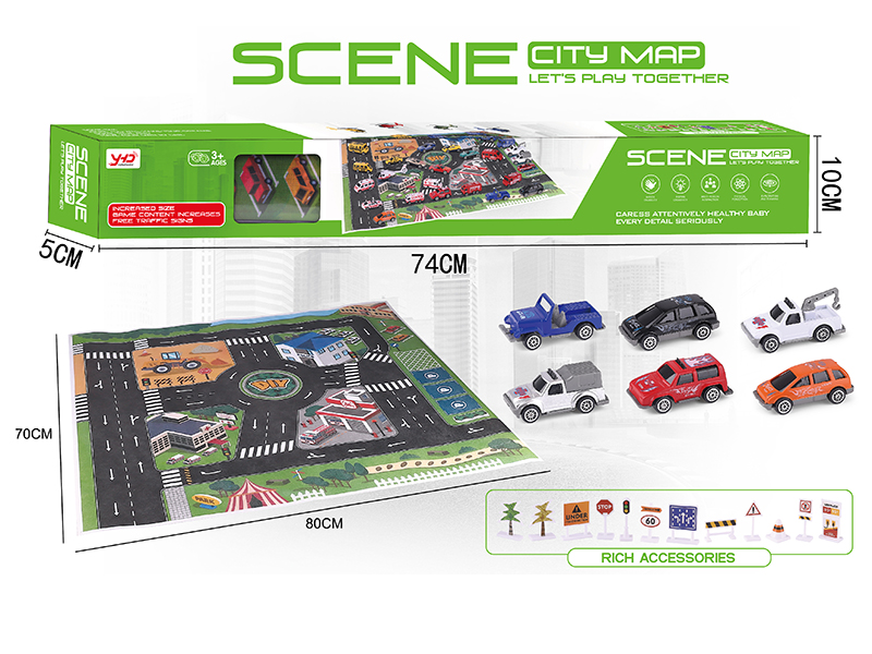 Slide Car Scene City Map Set(City Series ,With Road Signs)