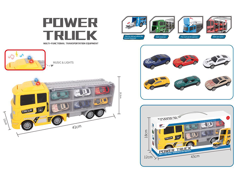 Slide Storage Engineering Container Car(With Lights And Music)