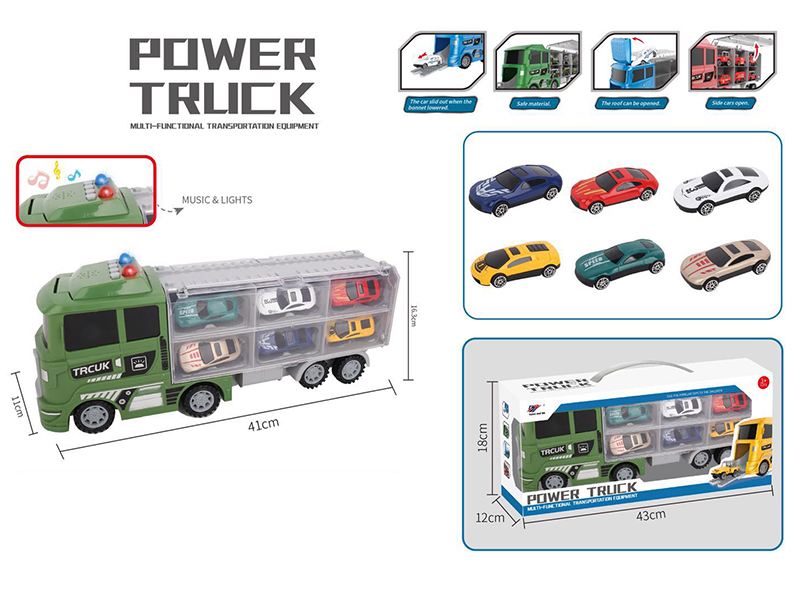 Slide Storage Military Container Car(With Lights And Music)