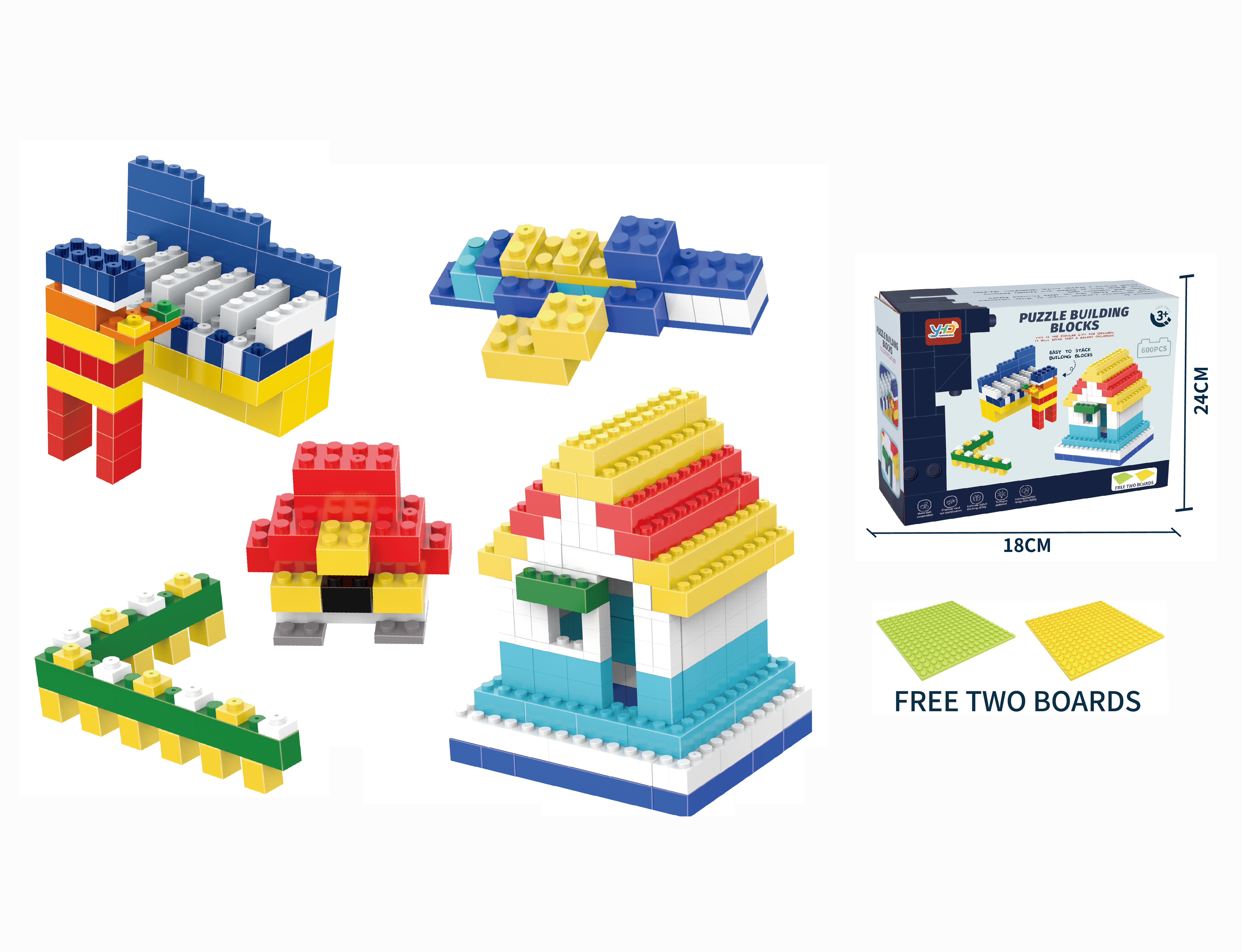 Building Blocks 600PCS(Baseboard *2)