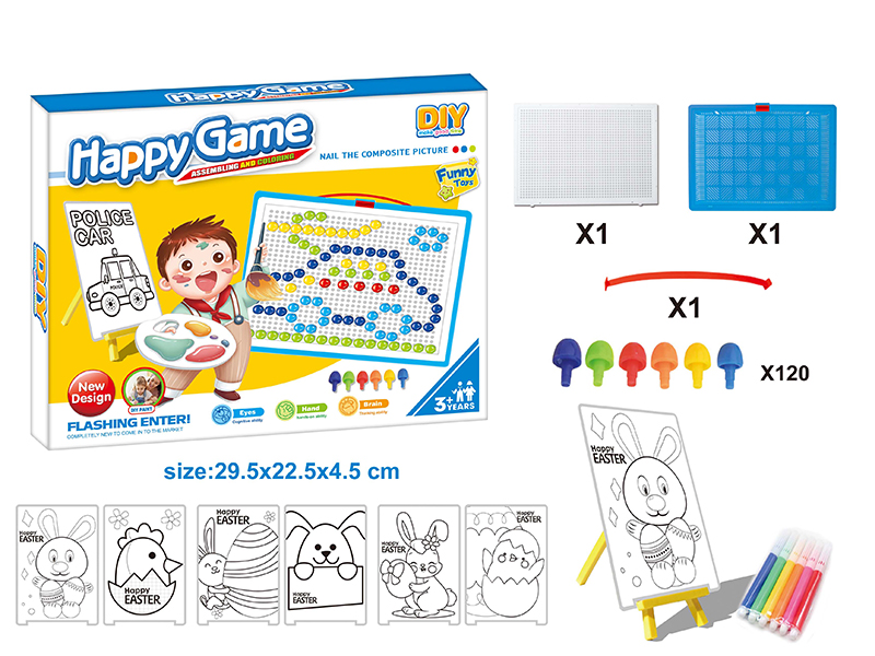 DIY Color Filling Drawing Board + Mushroom Nail Puzzle Board Set