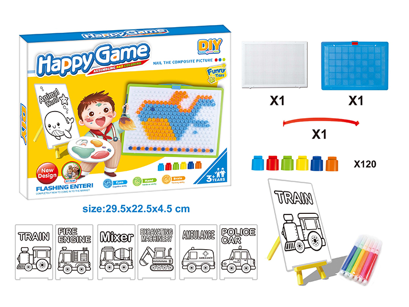 DIY Color Filling Drawing Board + Mushroom Nail Puzzle Board Set