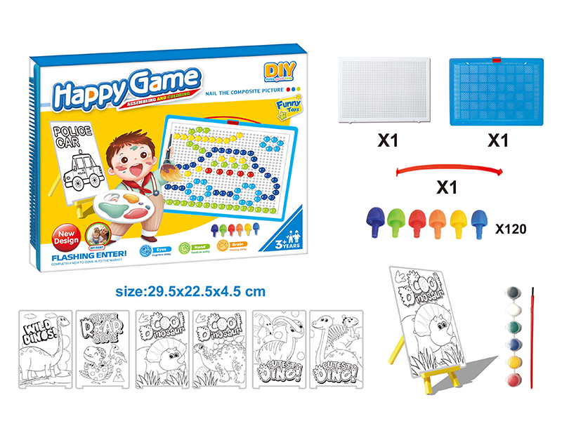 DIY Color Filling Drawing Board + Mushroom Nail Puzzle Board Set