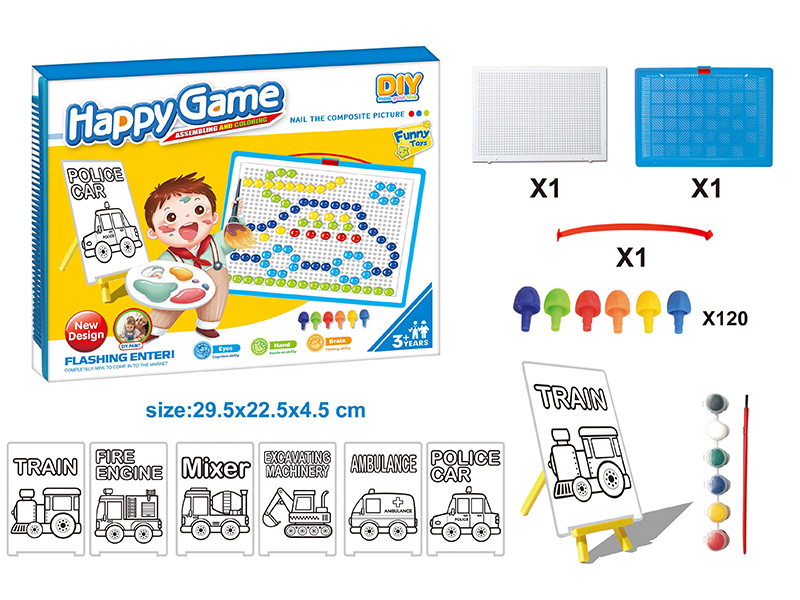 DIY Color Filling Drawing Board + Mushroom Nail Puzzle Board Set