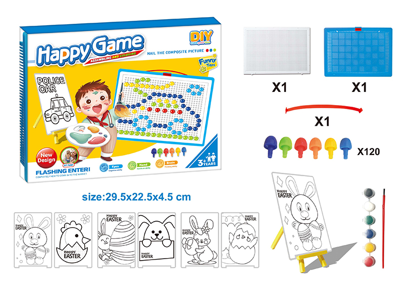 DIY Color Filling Drawing Board + Mushroom Nail Puzzle Board Set