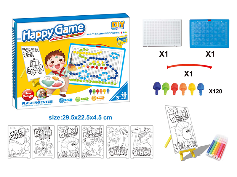 DIY Color Filling Drawing Board + Mushroom Nail Puzzle Board Set