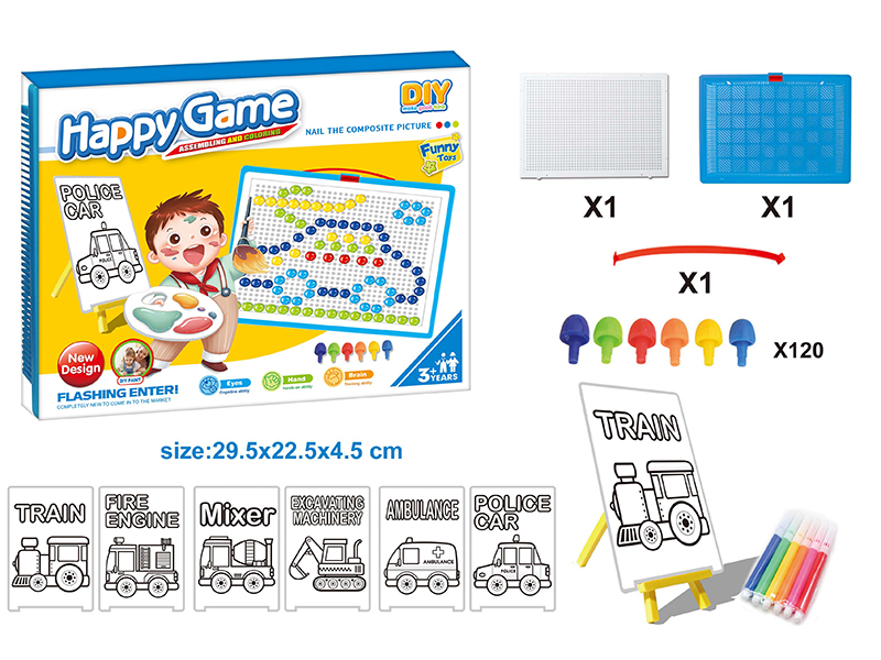 DIY Color Filling Drawing Board + Mushroom Nail Puzzle Board Set