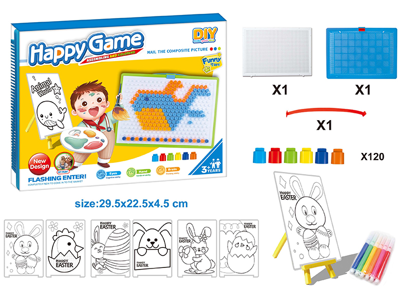 DIY Color Filling Drawing Board + Mushroom Nail Puzzle Board Set