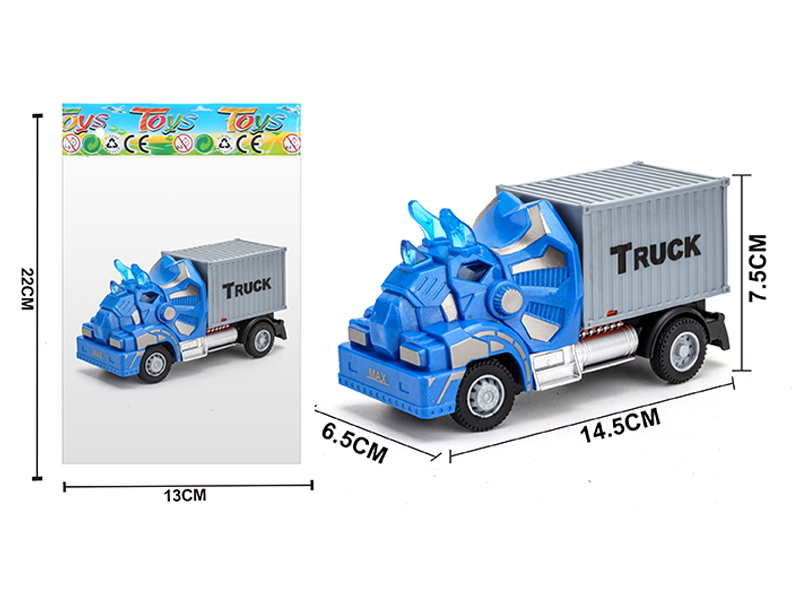 1:64 Pull Back Triceratops Transport Container Truck