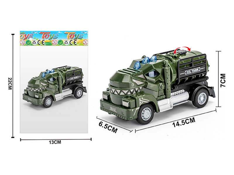 1:64 Pull Back Tyrannosaurus Rex Military Tank Truck