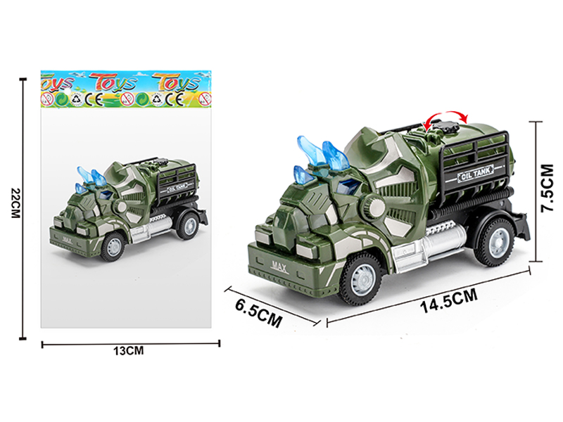 1:64 Pull Back Triceratops Military Tank Truck
