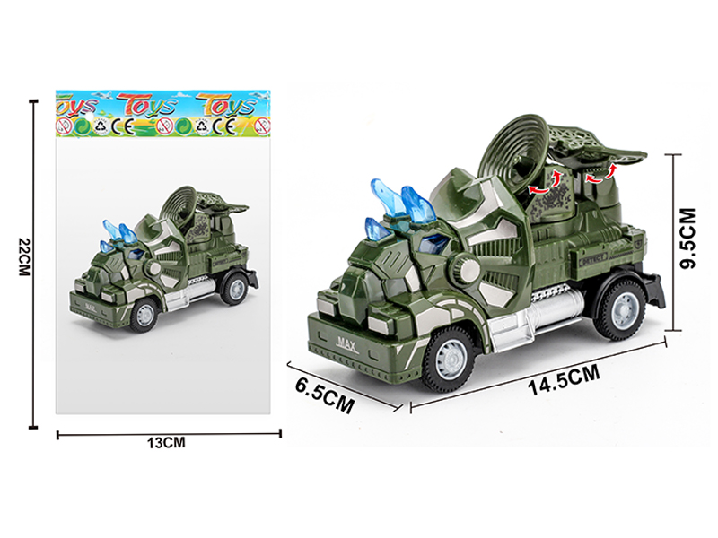 1:64 Pull Back Triceratops Military Radar Vehicle