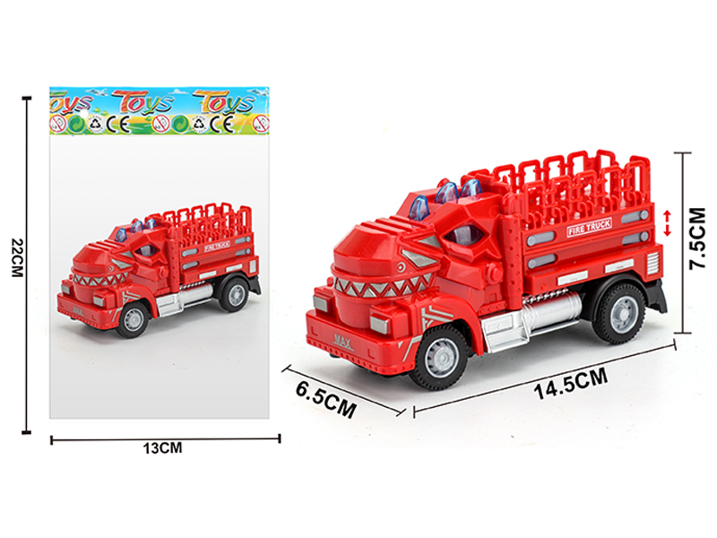 1:64 Pull Back Tyrannosaurus Rex Elevating Fire Truck
