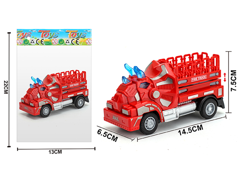 1:64 Pull Back Triceratops Elevating Fire Truck
