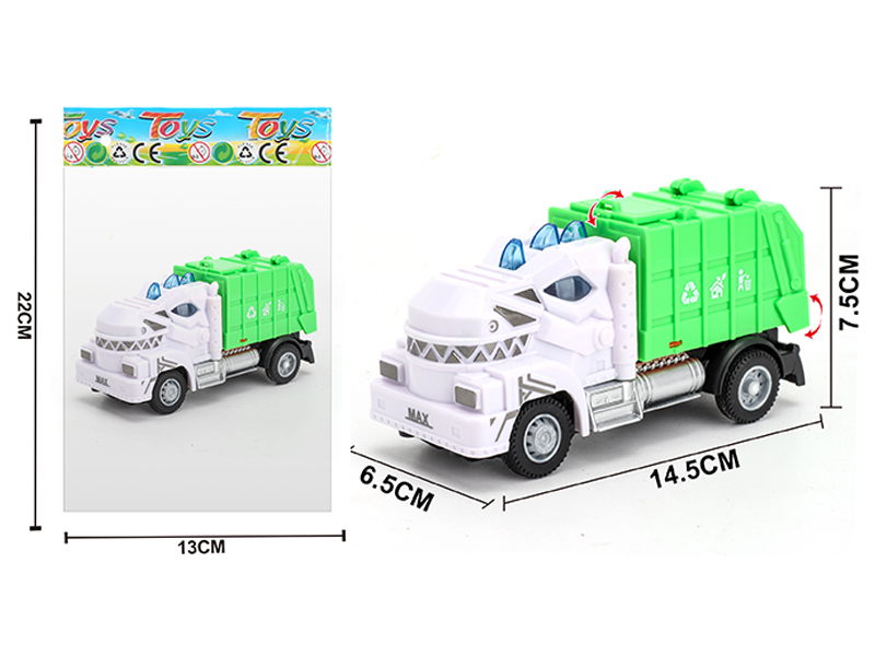 1:64 Pull Back Tyrannosaurus Rex Sanitation Garbage Truck