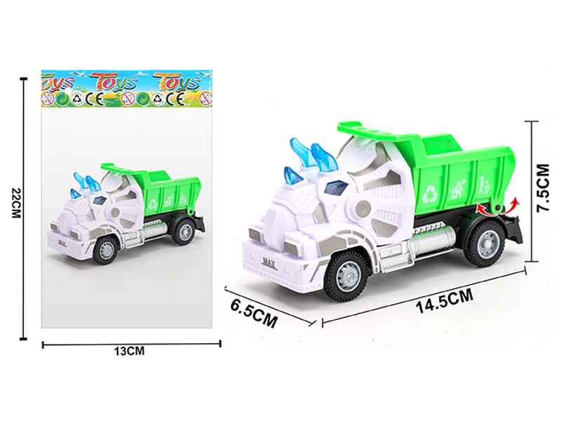 1:64 Pull Back Triceratops Sanitation Truck