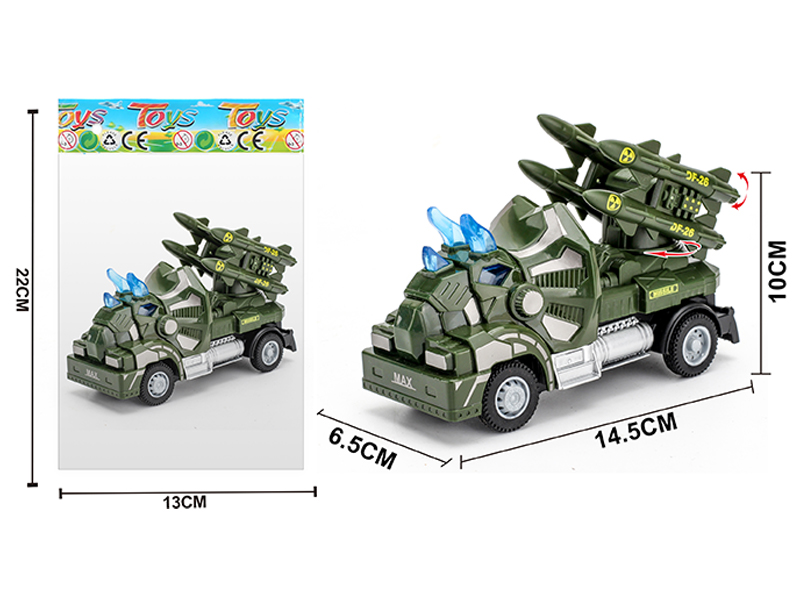 1:64 Pull Back Triceratops Military Missile Vehicle