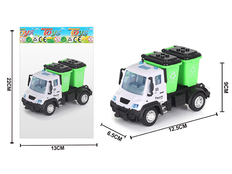 1:64 Alloy Pull Back German Garbage Bin Sanitation Vehicle