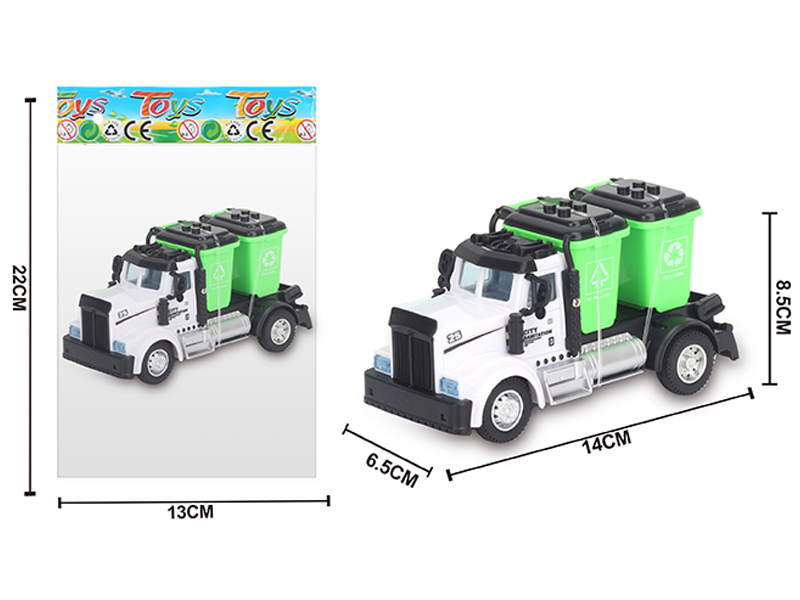 1:64 Alloy Pull Back American Garbage Bin Sanitation Vehicle