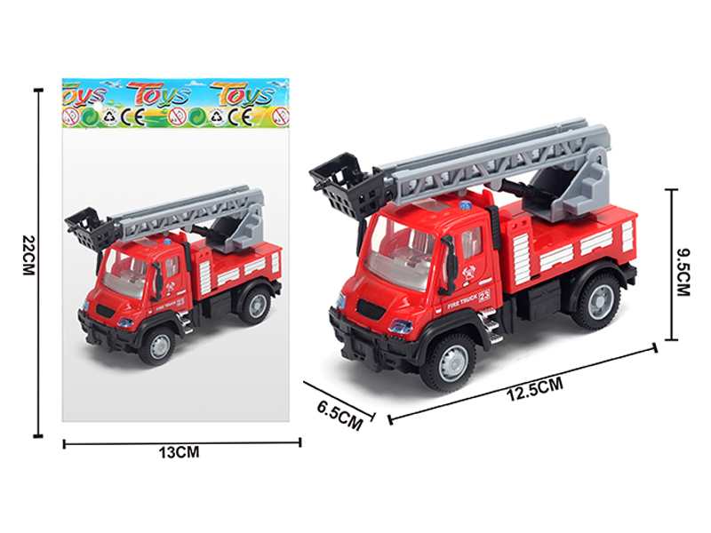1:64 Alloy Pull Back German Ladder Fire Truck