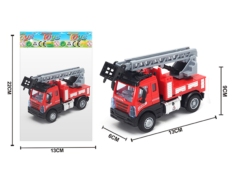1:64 Alloy Pull Back European Ladder Fire Truck