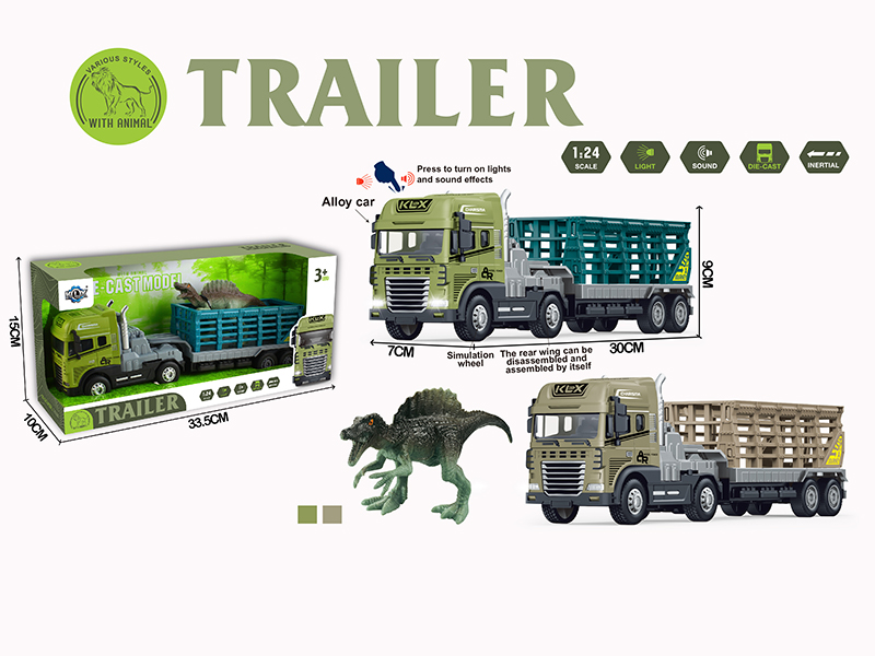 Friction Alloy Trailer With Lights And Music + Spinosaurus