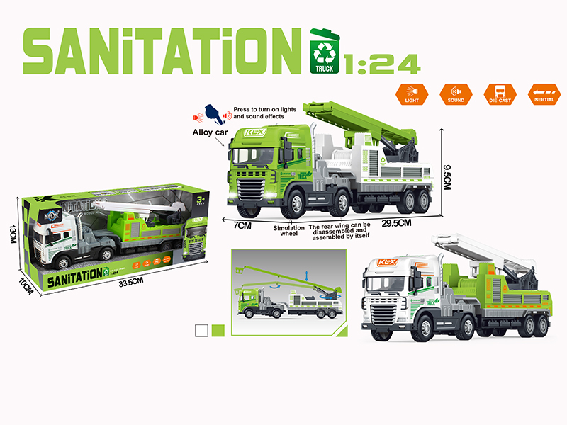 Friction Alloy Sanitation Truck With Lights And Music